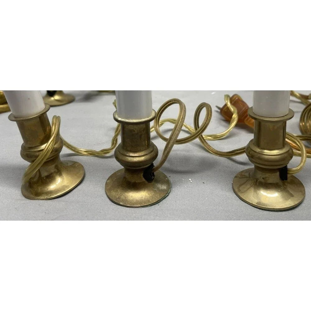 Vintage Lot Of 4 Solid Brass Base Christmas Electric Candle Lights Bulbs Working
